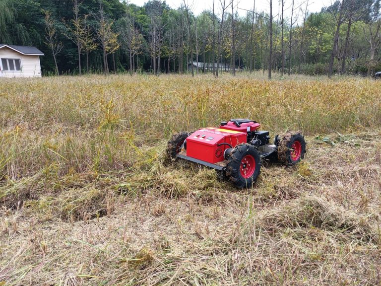 gasoline electric battery cutting height 1-18 cm adjustable remote control lawn mower with tracks