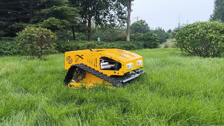 gasoline engine zero turn self-charging generator remote control mower on tracks